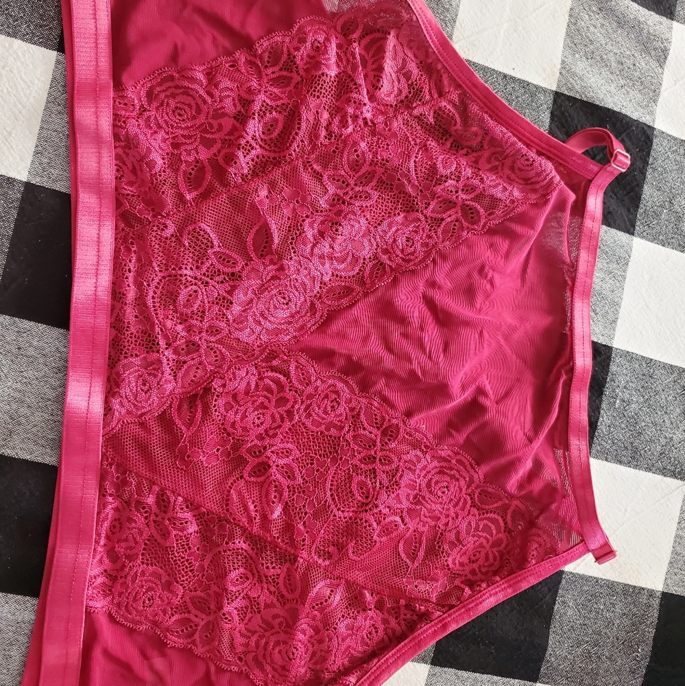 Plus size reversible sexy red bralette from the Hips and Curves brand.